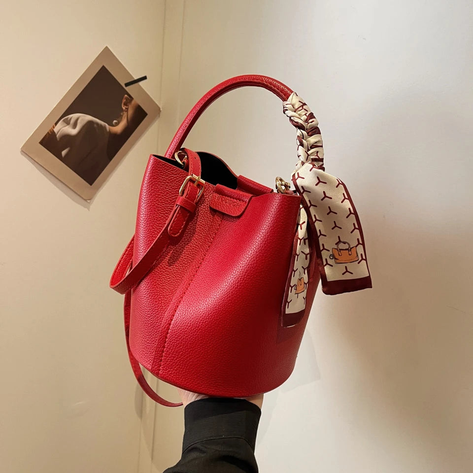 Hot Selling Simplicity High-End Women's Crossbody Bag Pu Material Versatile Bucket Bag Fashion Handbag Commuting