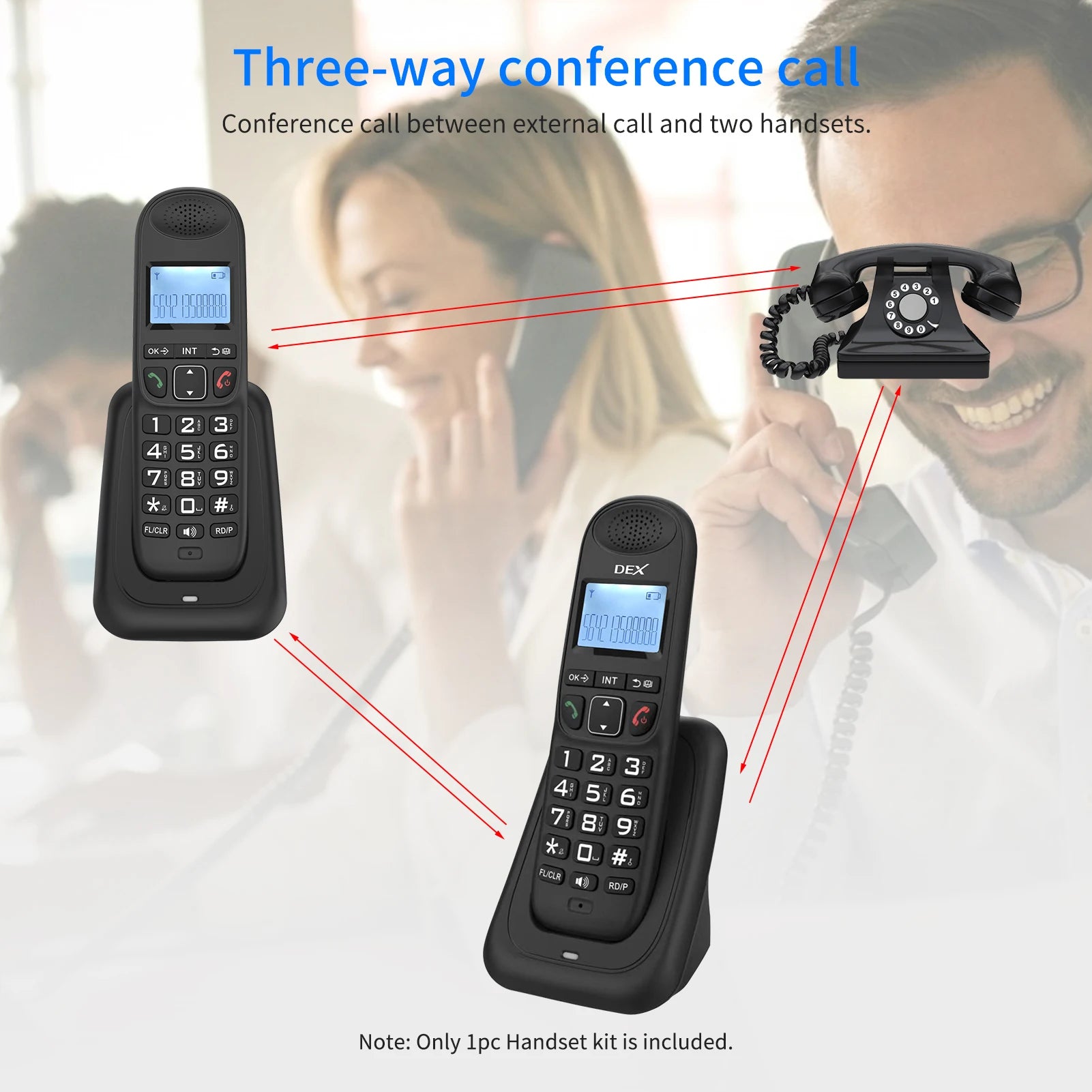 Expandable Cordless Phone System with 3 Lines Display Caller ID Hands-free Calls Intercom Conference Call Mute Function