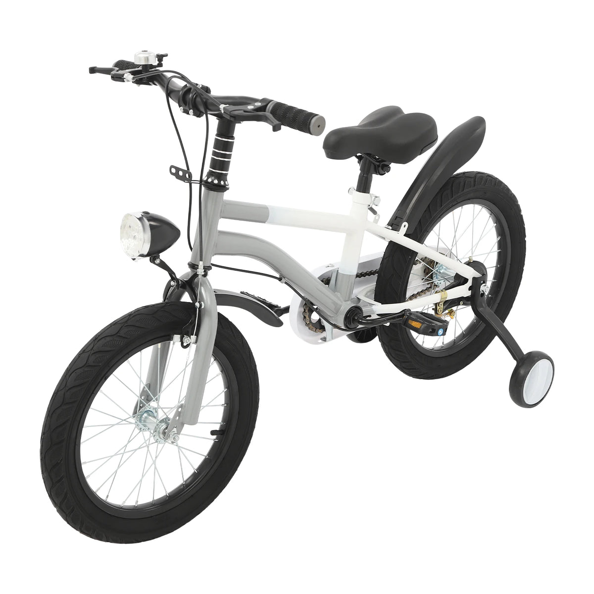 16 inches Kids' Bike with Front Light,Training Wheels| Pink/Yellow/Grey Children's Bicycle for5-8 Years Old Kids