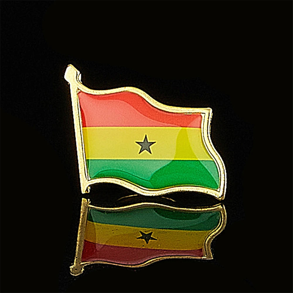 African Country The Republic of Ghana Pin Brooch Waving National Flag Badge Brooch W/ Butterfly Clip Clothes Acessories