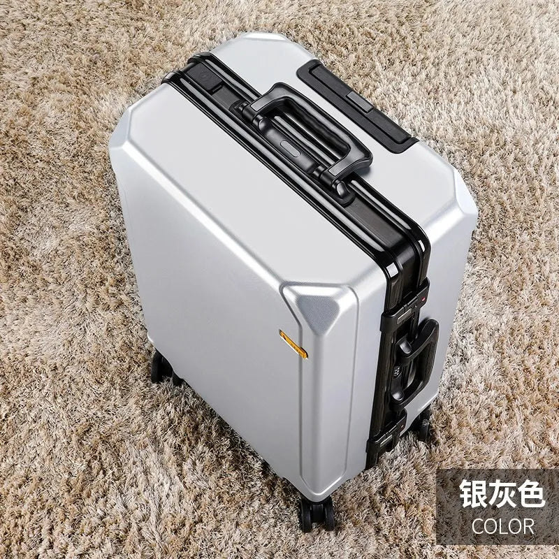 New Fashion rolling luggage aluminum frame USB charging trolley suitcase 20/24/26/28 inch students password travel luggage