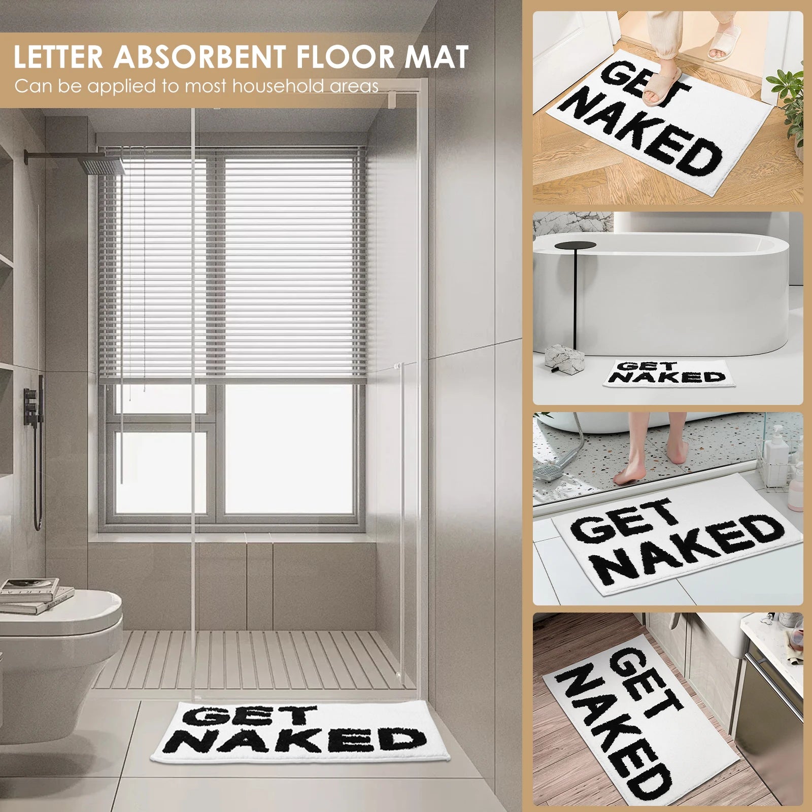 Bath Mat Polyester Absorbent Floor Mat 50x80 CM Funny Bathroom Rug Comfortable Anti Slip Shower Door Mat for Home Decoration