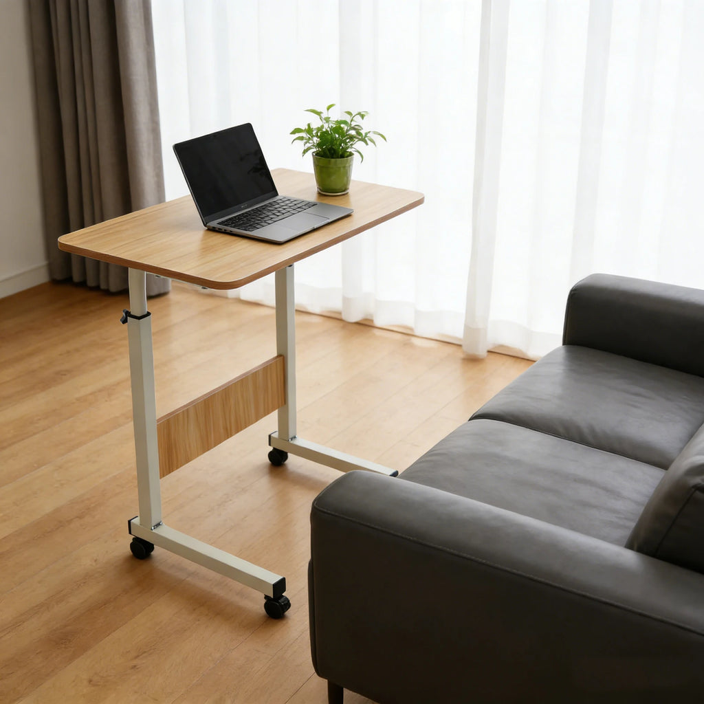 Freestanding Mobile Laptop Desk with Wheels, Adjustable Computer Desk, Load-bearing Capacity about 33.07 Lbs
