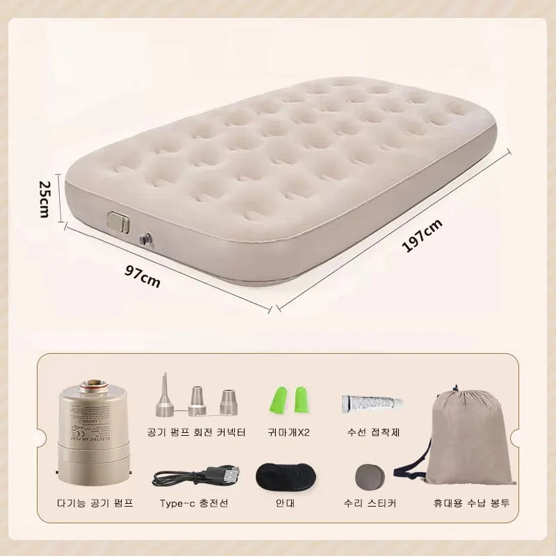 Interior Air Mattress Glamping Mats PVC Inflatable Sleeping Mattress Luxury 2 Person Camping Bed Mat Built-in Pump Thicken Mat