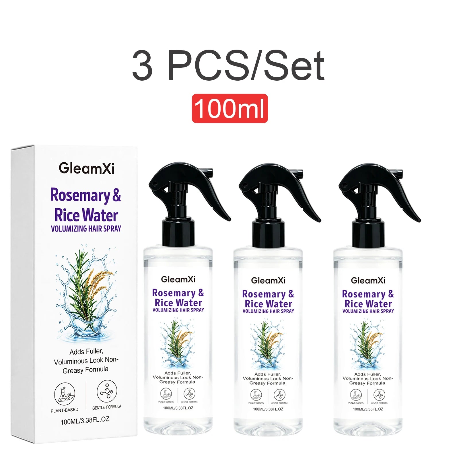 Rosemary Rice Water Volumizing Hair Spray Non Greasy Quick Absorption Smooth Nourish Flat Hair  Softer Smoother-Looking Hai