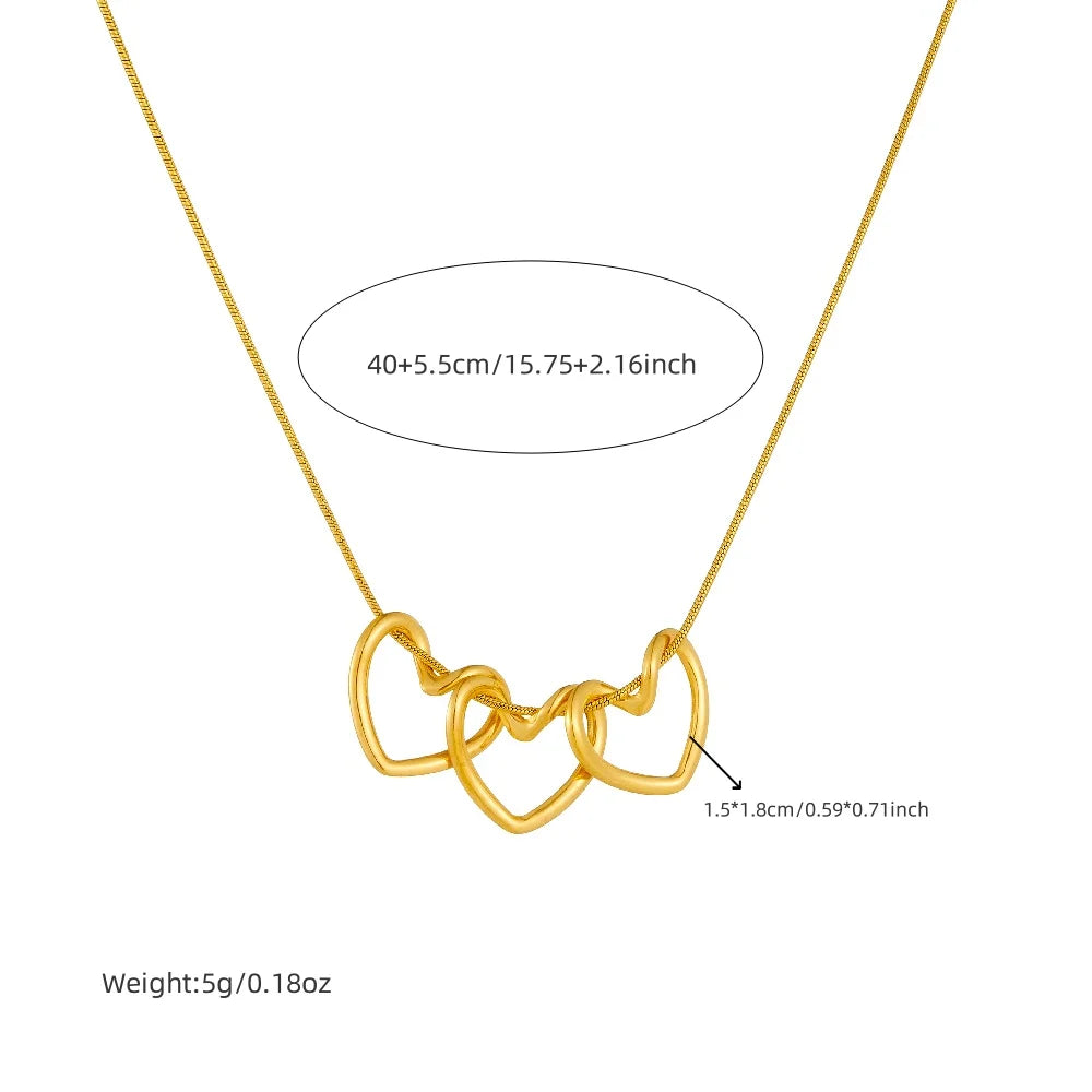 DIEYURO 316 Stainless Steel Golden Minimalist Heart Necklace For Women Fashion Trend Girl Jewelry Valentine's Day Gift Joyas