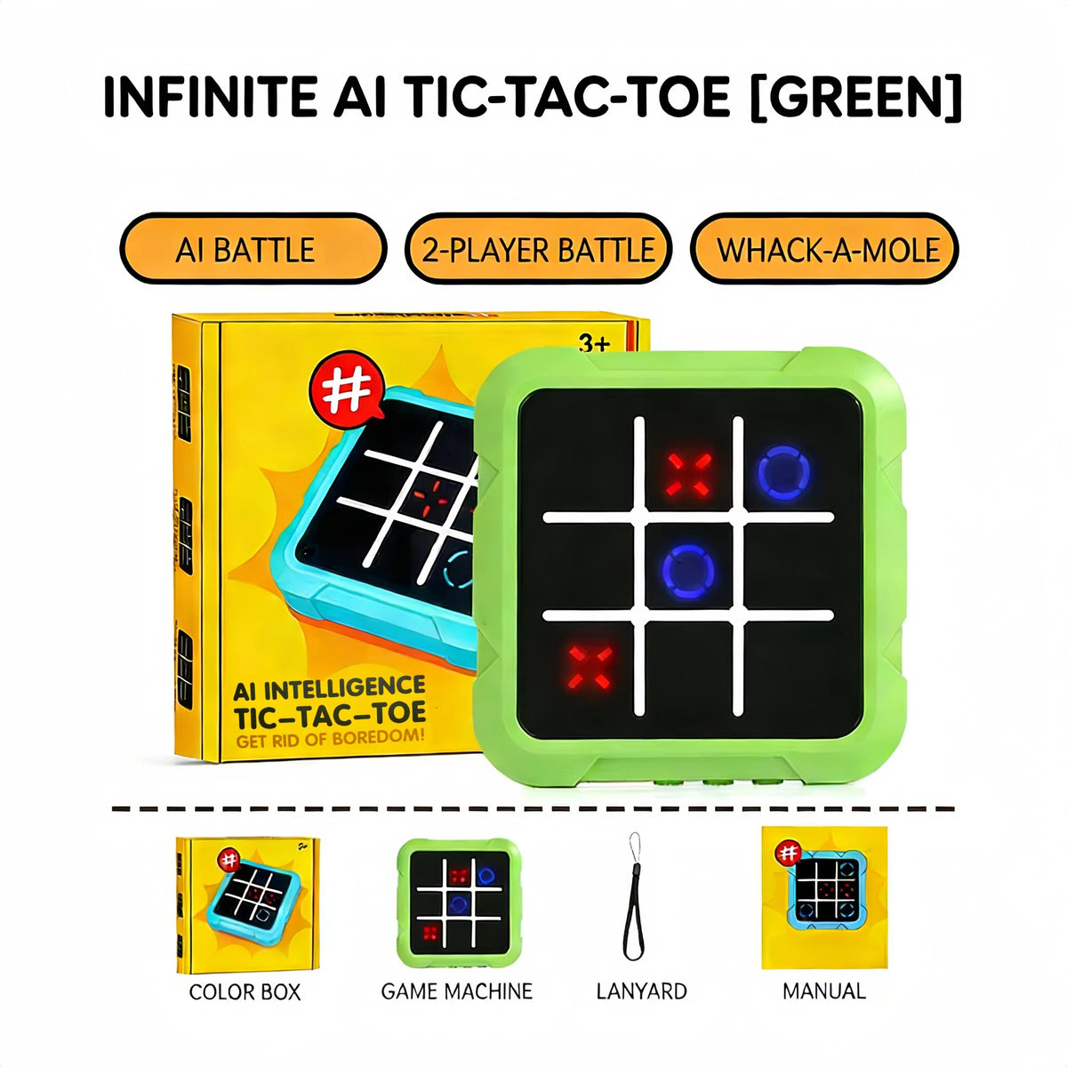 Portable Tic-Tac-Toe, Stress Relief & Educational Board Game, Multifunctional Electronic Game, Suitable for Adults and Kids