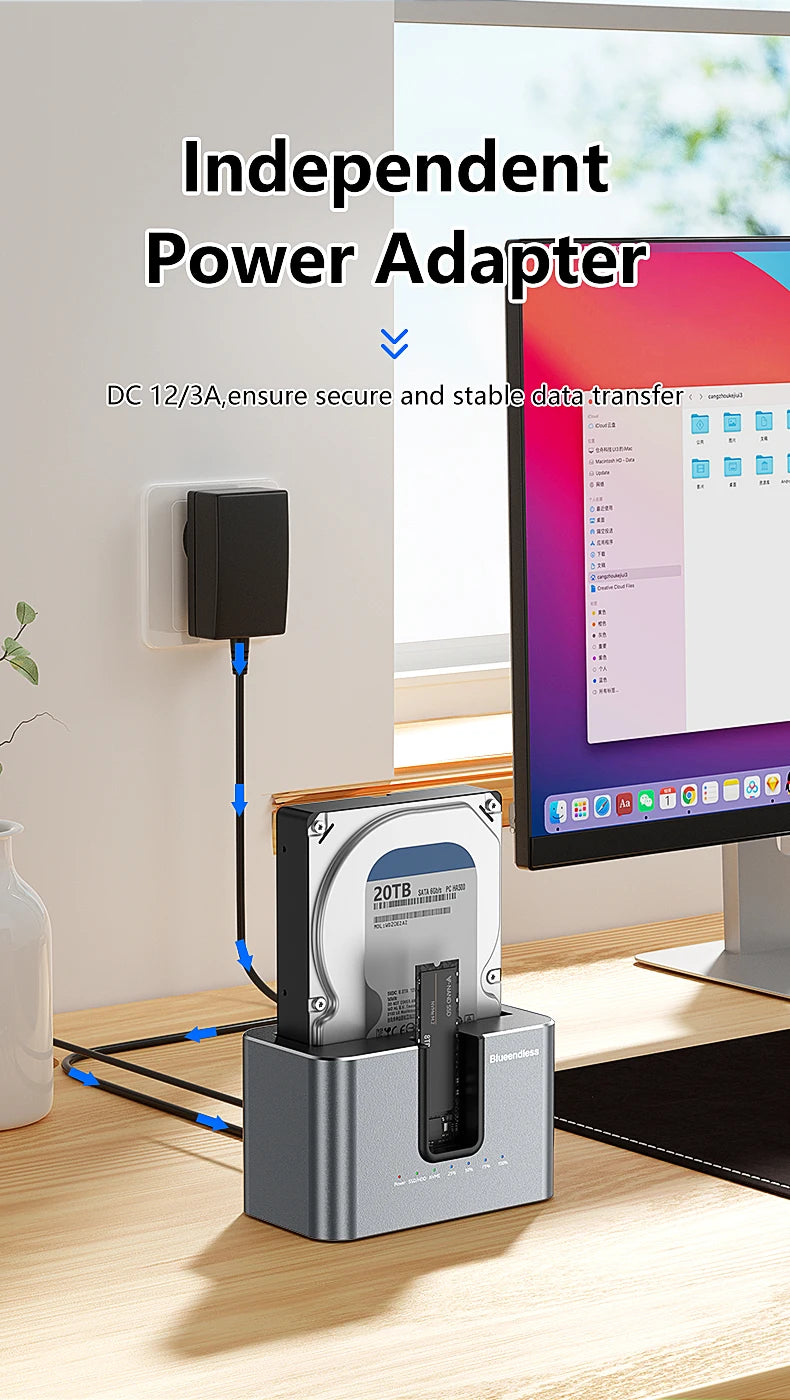 Blueendless offline Clone Function M.2 NVME to SATA 2.5 3.5 2.5/3.5 Inch SSD HDD Duplicator Docking Station Enclosure Adapter