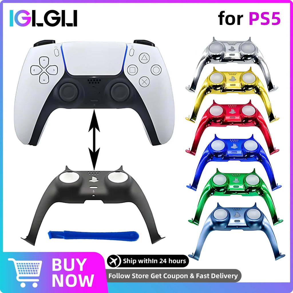 Decorative Strip for PS5 Controller Joystick Chrome Handle Cover Replacement with Pry Bar DIY Precise Fit Shell Trim Accessories