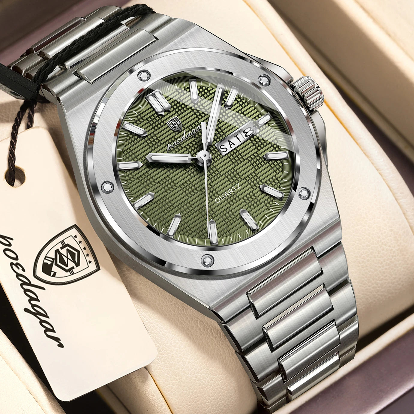 POEDAGAR Fashion Men's Clock Quartz Date Week Luxury Male Watch Waterproof Luminous Stainless Steel Watches For Men Reloj Hombre