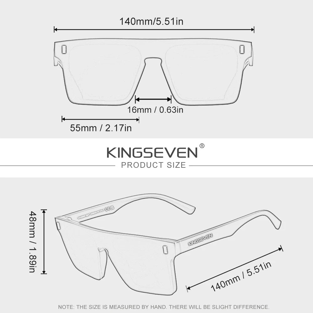 KINGSEVEN Sunglasses Men Women Anti-Glare Polarized UV400 Fashion Glasses Outdoor Diving Rimeless Square Large Eyewear Frames