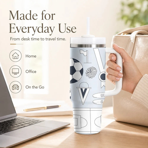 Football Game Team Vacuum Flasks 40oz Stainless Steel Insulated Tumbler with Handle Straw Leakproof Cup Daily Travel Mug