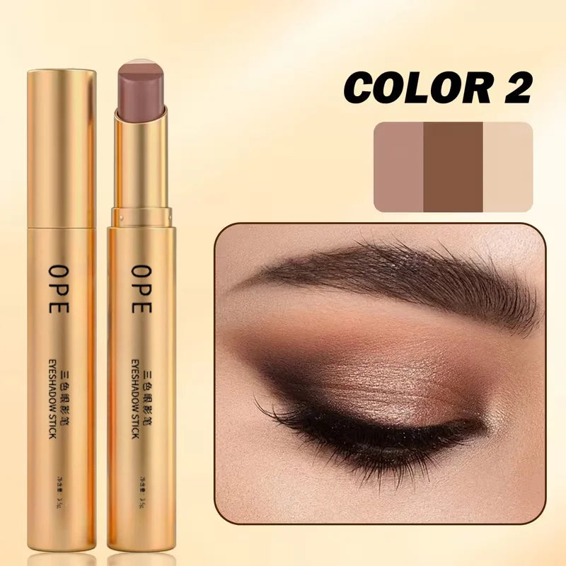 3-in-1 Cream Eyeshadow Stick Matte & Shimmer, Smooth Easy Apply Long Lasting Multicolor Eye Shadow for Daily Makeup
