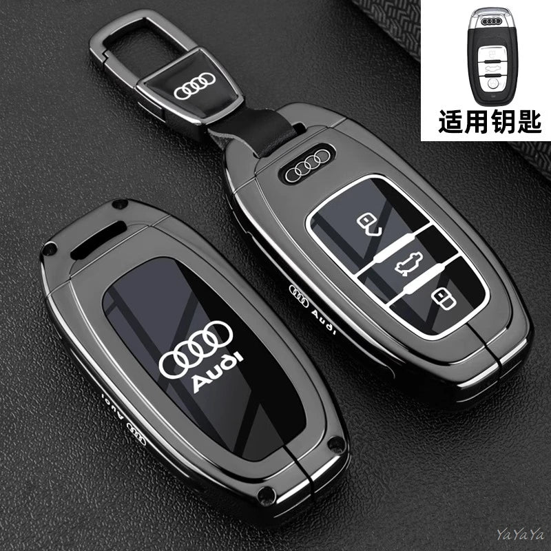 3 Button Metal Car Key Case Cover Key Protect Shell For Audi A3 A4 Q3 Q5 TT A1 A4L A5 Q5L Q7 A6L A7 A8L A6 S3 S4 RS5 RS Sticker