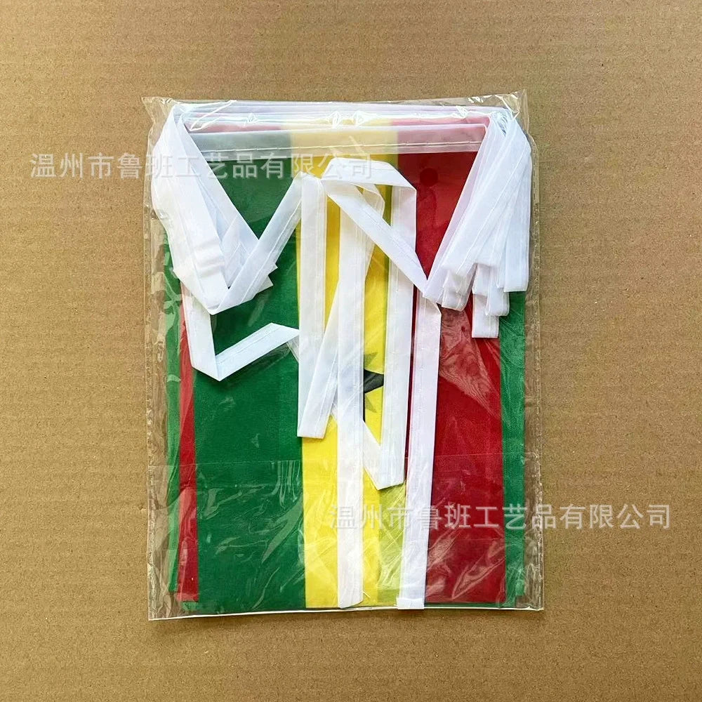 SKY FLAG Ghana bunting flags 14x21cm 20pcs/lot Ghana String flags Pennant Banner for Festival Party decoration