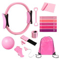 Home Pilates Kit 14 PCS Pilates Ring and Ball Set with Adjustable Ankle Wrist Weights and Resistance Bands for Women Workout Se