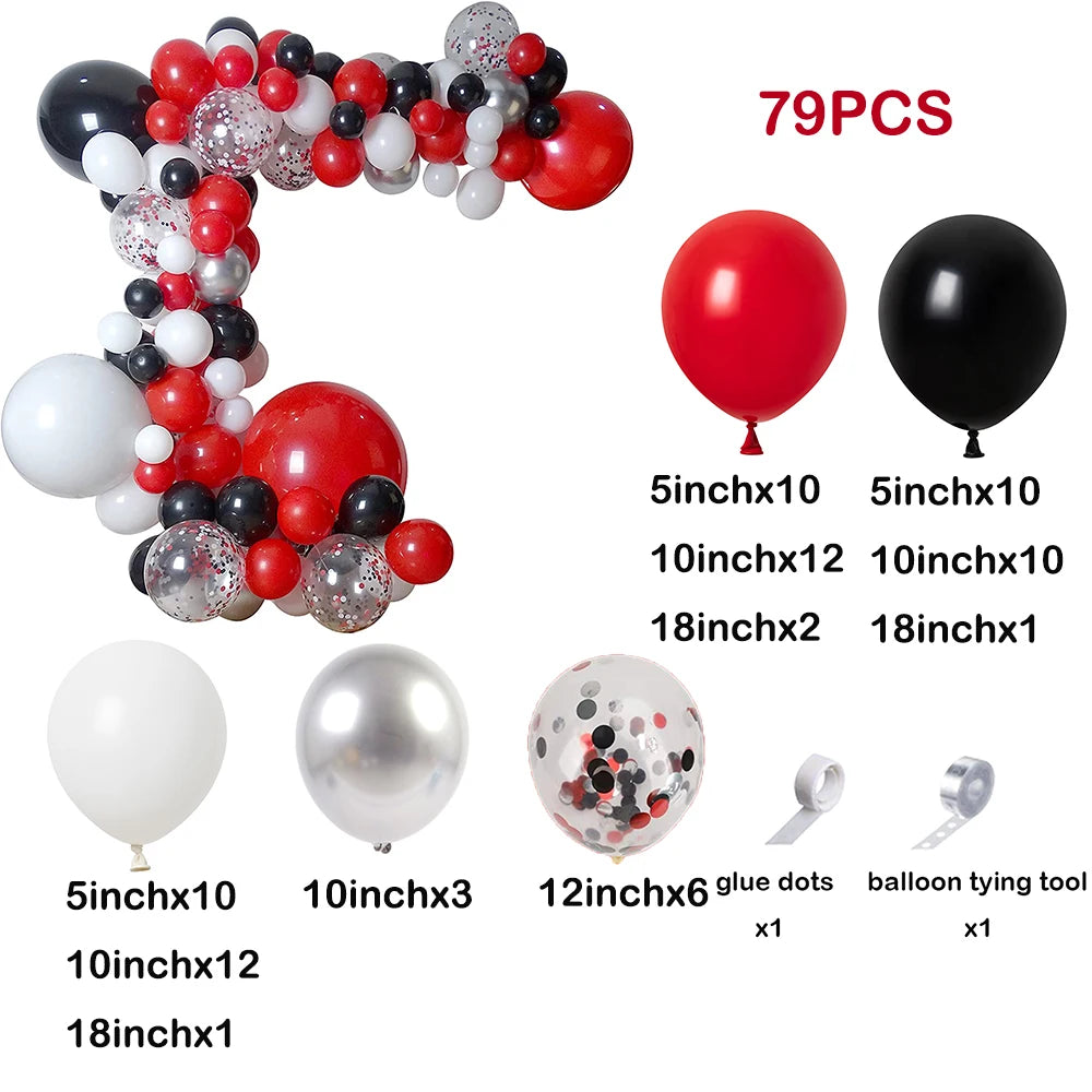 1 Set Red Black Balloons Garland Arch Kit Baby Shower Birthday Decorations Red White Black Silver Balloon Graduation Party Decor
