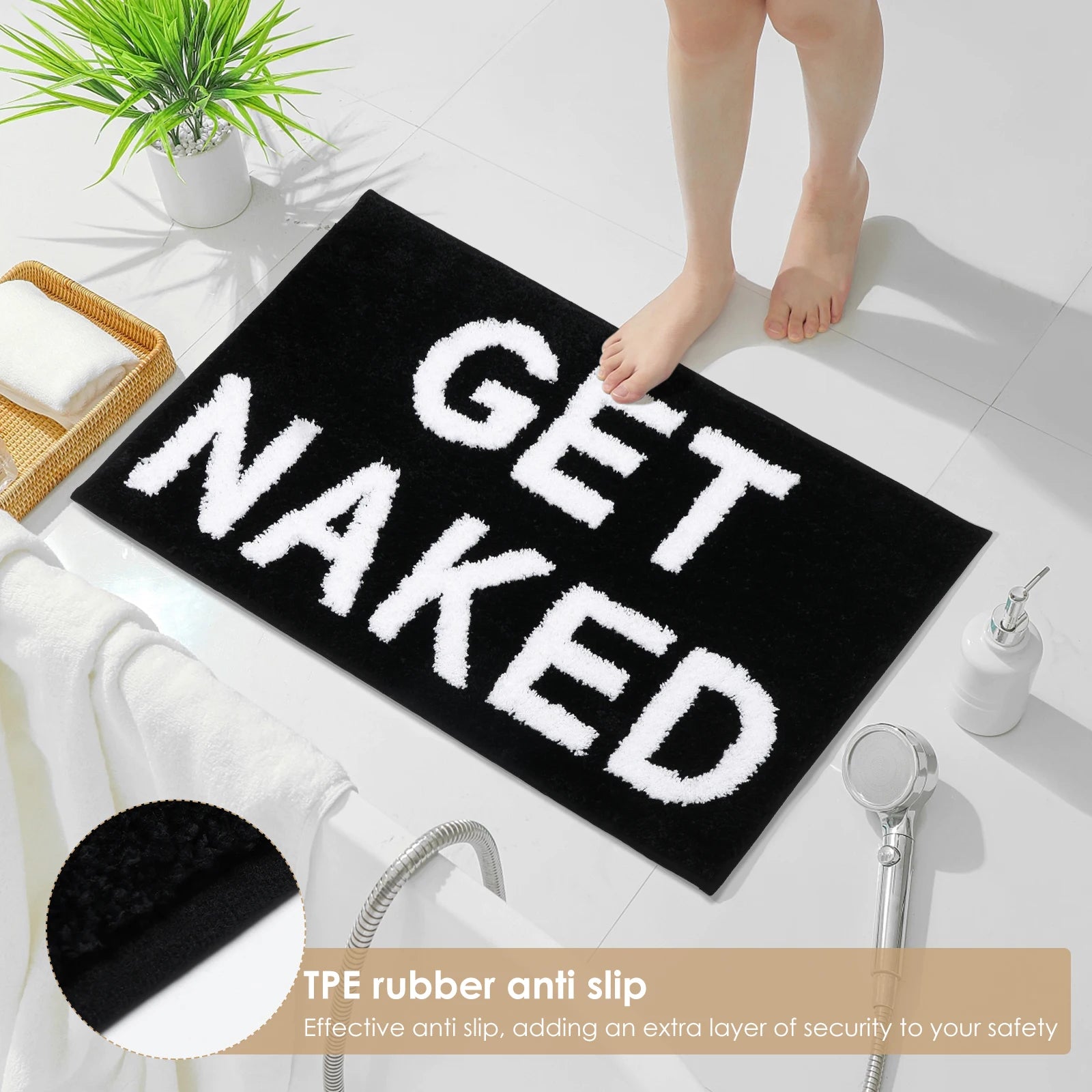 Bath Mat Polyester Absorbent Floor Mat 50x80 CM Funny Bathroom Rug Comfortable Anti Slip Shower Door Mat for Home Decoration