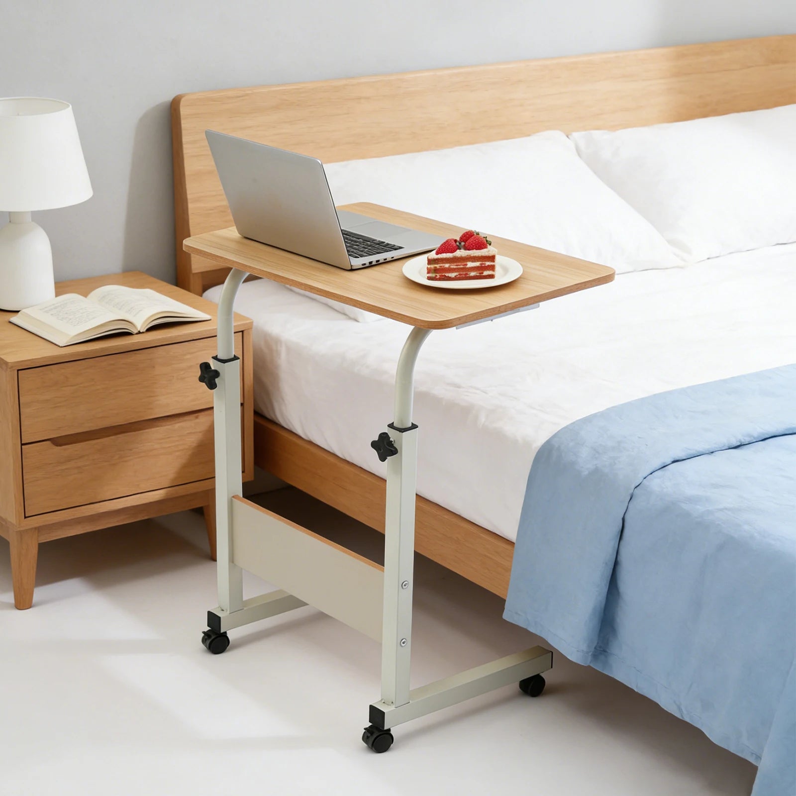 Freestanding Mobile Laptop Desk with Wheels, Adjustable Computer Desk, Load-bearing Capacity about 33.07 Lbs