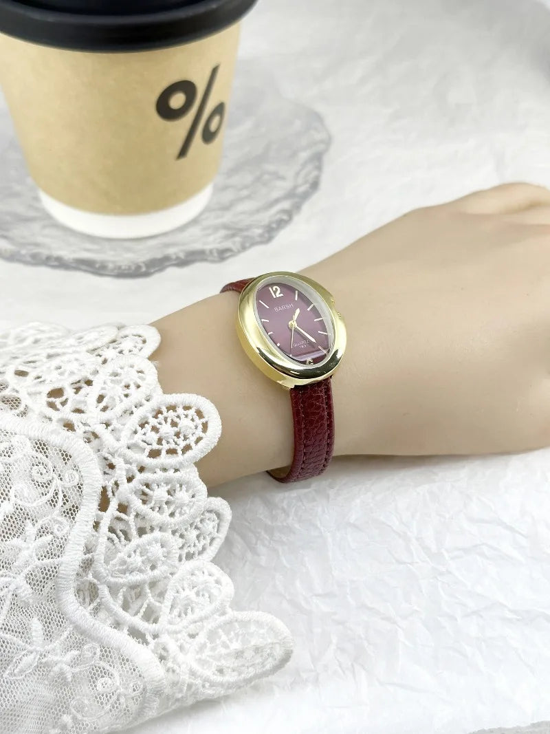 Fashion Quartz Watch for Women Simple Leather Strap Pigeon Egg Dial Ladies Watches Luxury Gift Girl Wristwatches Dropshipping