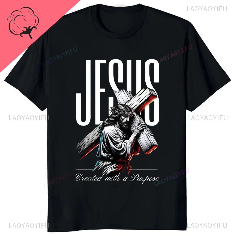 Jesus The Cross Parade Arnold Bible God T-shirt Fashion Jesus Prayer T-shirt O Collar Short Sleeved Casual Cotton T-shirt