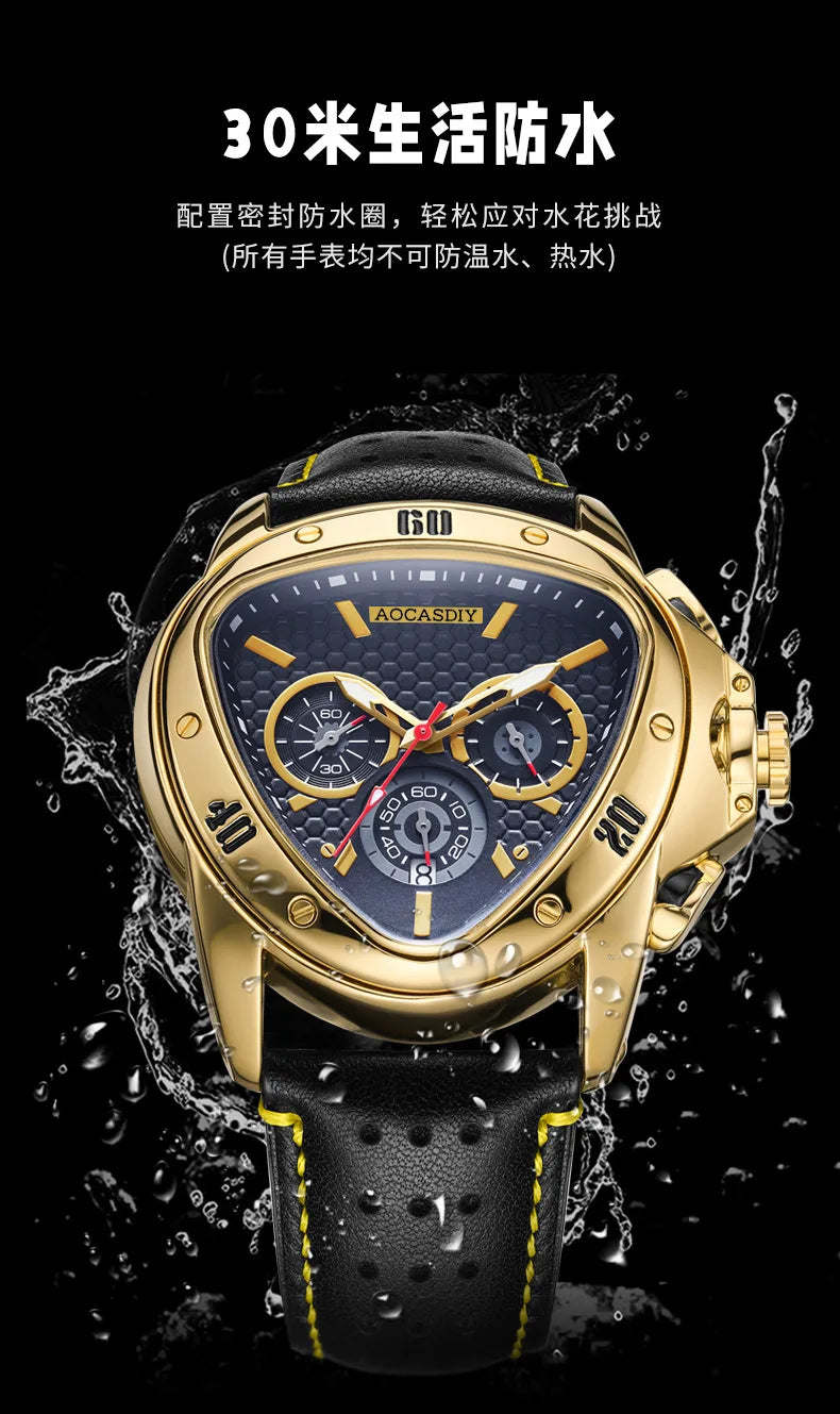New Cool Triangle Watch Men Top Luxury Chronograph Watches Waterproof Quartz Wristwatches Gifts Relogio Masculino Drop Shipping