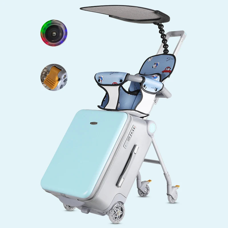 Travel in Style with Large Suitcases Featuring Child Seat Design and Spinner Wheels, 20 inch Expandable Rolling Luggage
