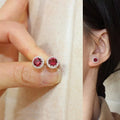 Korean 925 Sterling Silver Cute Round Crystal Stud Earrings for Women S925 Wedding Party Jewelry Gift Aretes De Mujer