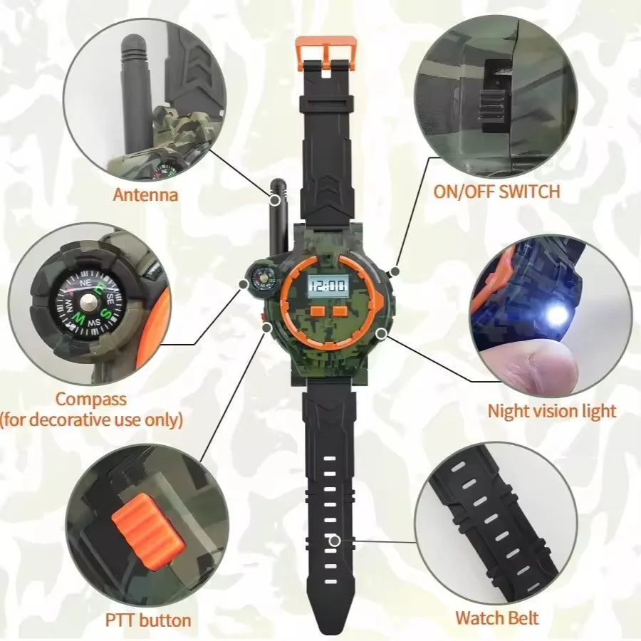 Kids 2PCS Rechargeable Walkie Talkies Two-Way Radios with Flashlight Compass for  Boys Girl Camping & Hiking Adventures