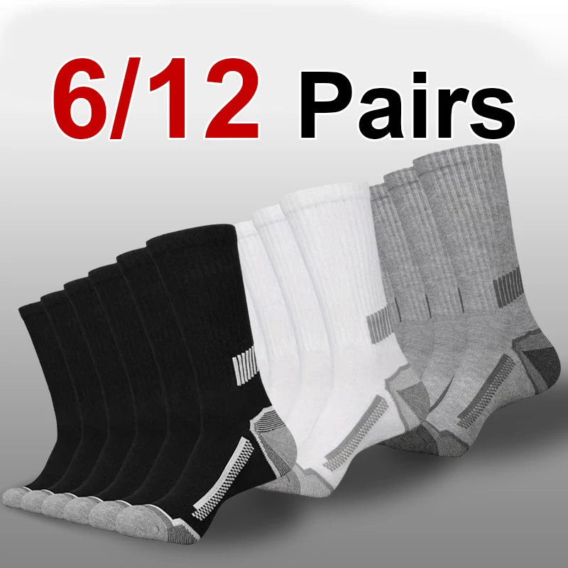 6/12 Pairs Men Mid Tube Casual Basketball Socks Soft Comfortable Breathable Odor Proof Sweat Absorbing All Season Sports Socks
