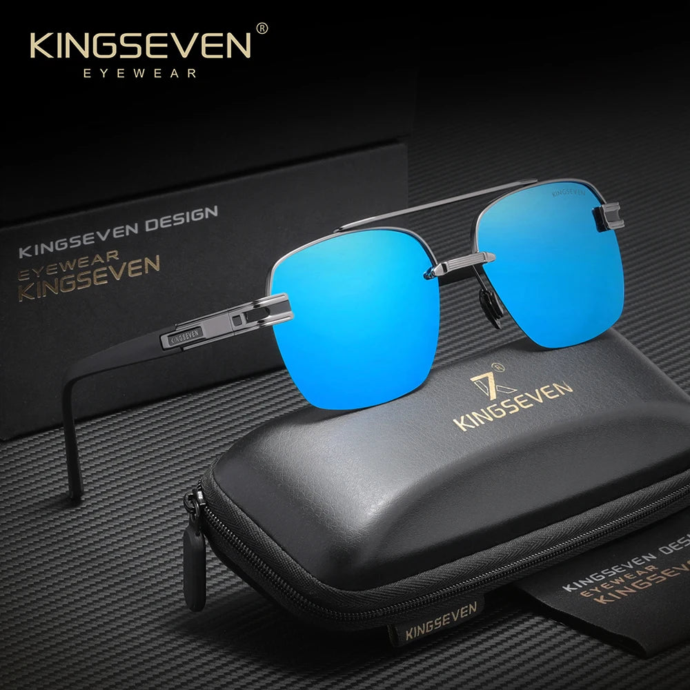 KINGSEVEN Popular Male Sunglasses Square Half Frame Men Women Summer Driving High Quality Polarized UV400 Anti-glare Eyewear