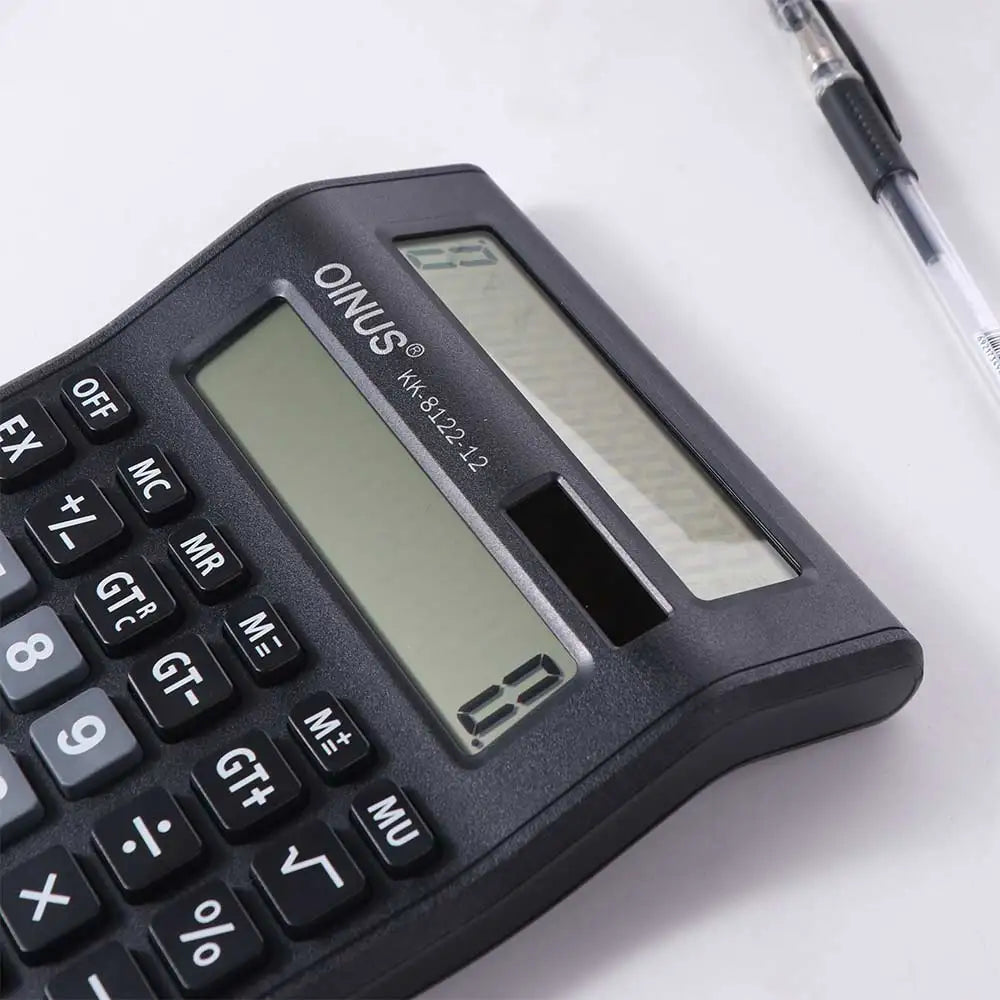 Multifunctional Solar Dual-Screen Calculator Efficient Calculation Stationery 12 Digits Calculator Portable Large Screen Display