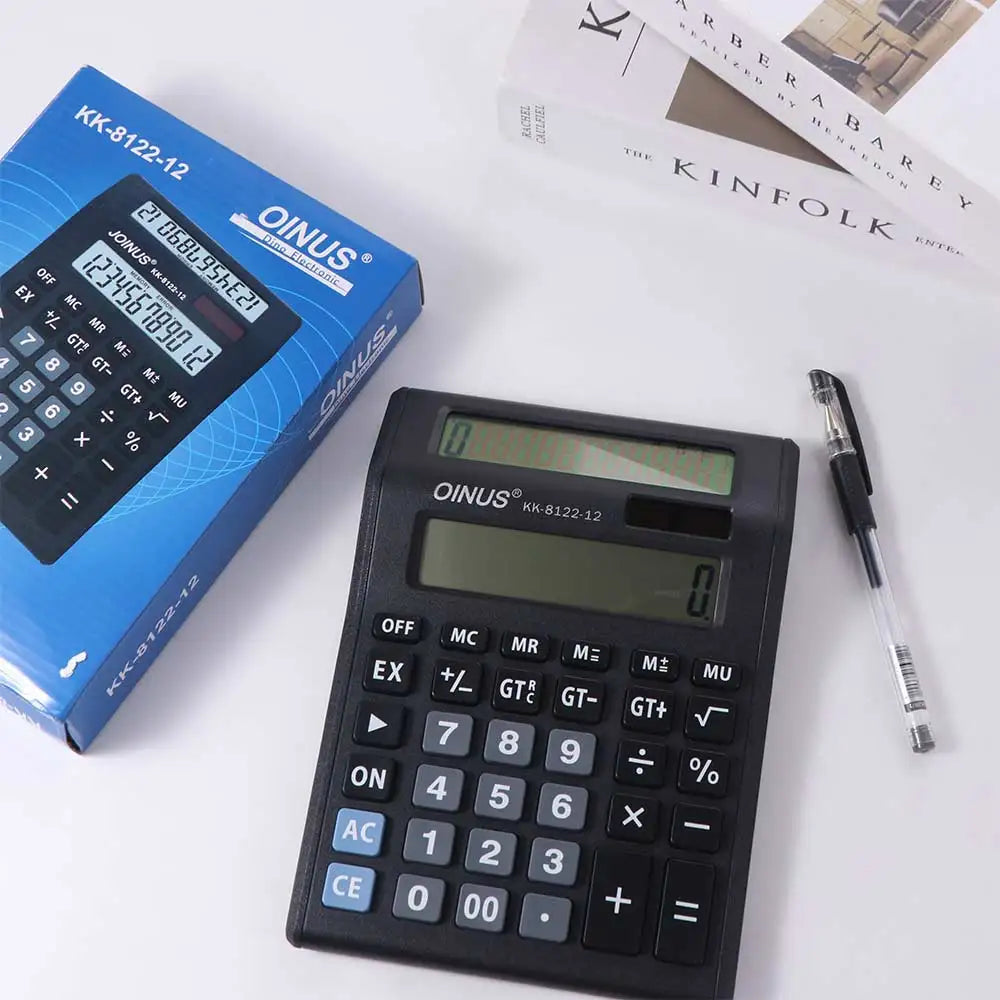 Multifunctional Solar Dual-Screen Calculator Efficient Calculation Stationery 12 Digits Calculator Portable Large Screen Display