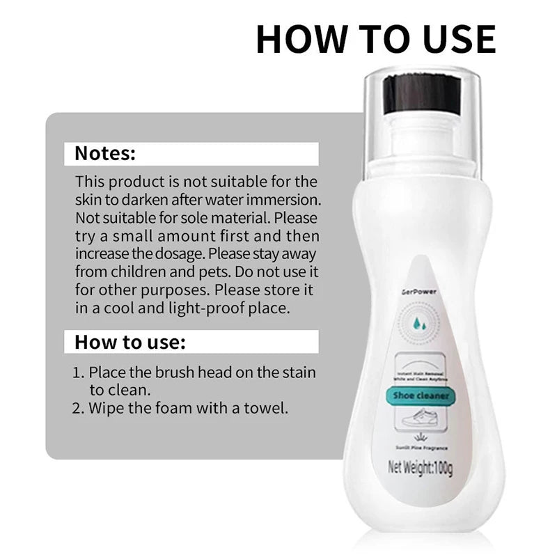 100ml White Shoe Cleaner Shoes Whitening Cleaner Sneaker Household Cleaner Strong Decontamination Foam Type Dry Cleaning Agent