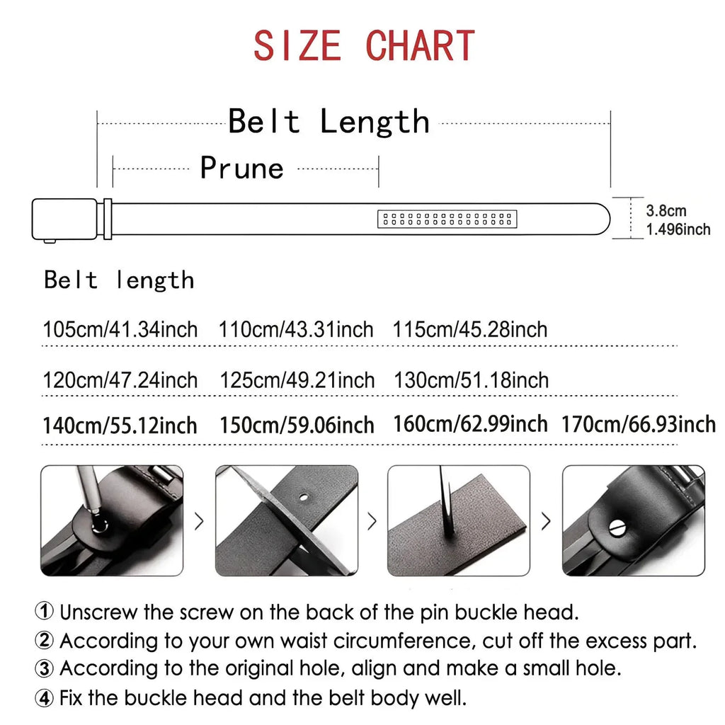 Men's Cowhide Pin Buckle Waistband Plus Size 105-140 150 160 170cm Genuine Leather Retro Belt Handmade Casual Trend Waist Strap