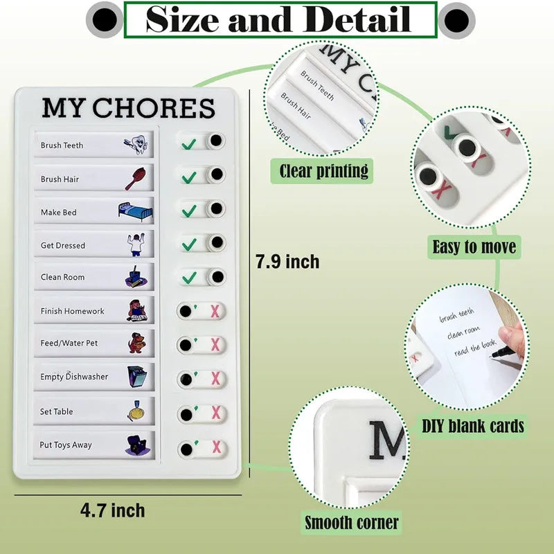 Reusable My Chores Checklist Task Board Daily Schedule Planner Memo Chore Chart Kid Responsibility Behavior Self Discipline Card