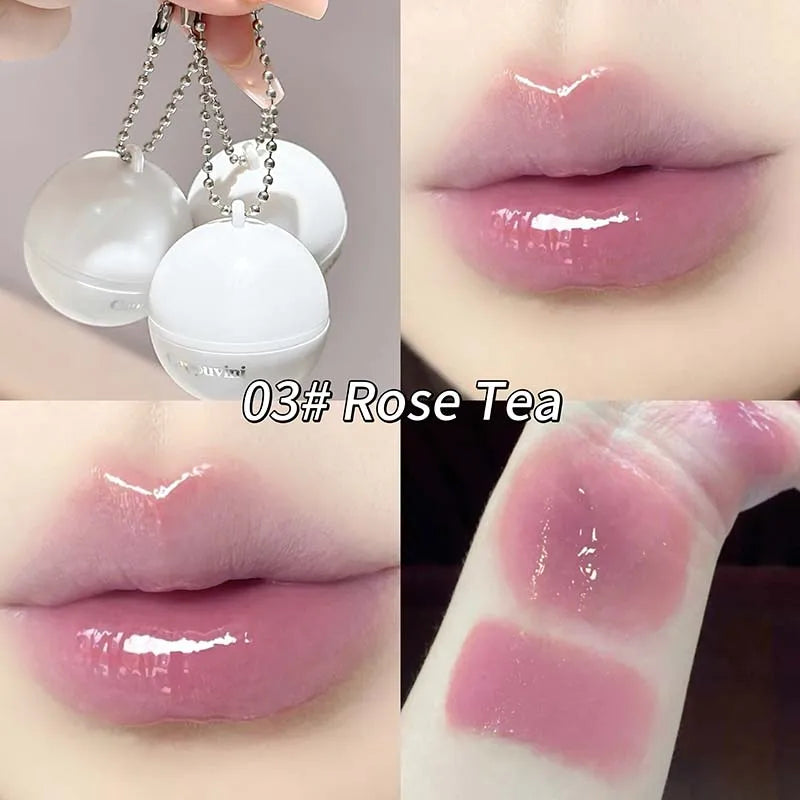 Crystal Mirror-like Lip Glaze Jelly Hydrating and Moisturizing Lipstick Balm Grape Rose Watery Lip Gloss Makeup Plump Lip Beauty