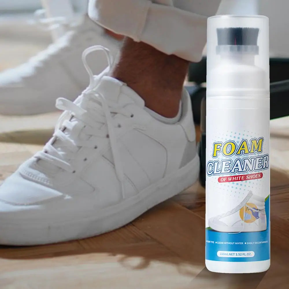 100ml Sneaker Cleaner Foam Cleaner for White Shoes, Boots, Canvas Cleaning Stain Remover Spray Removes Dirt Grime and Yellow