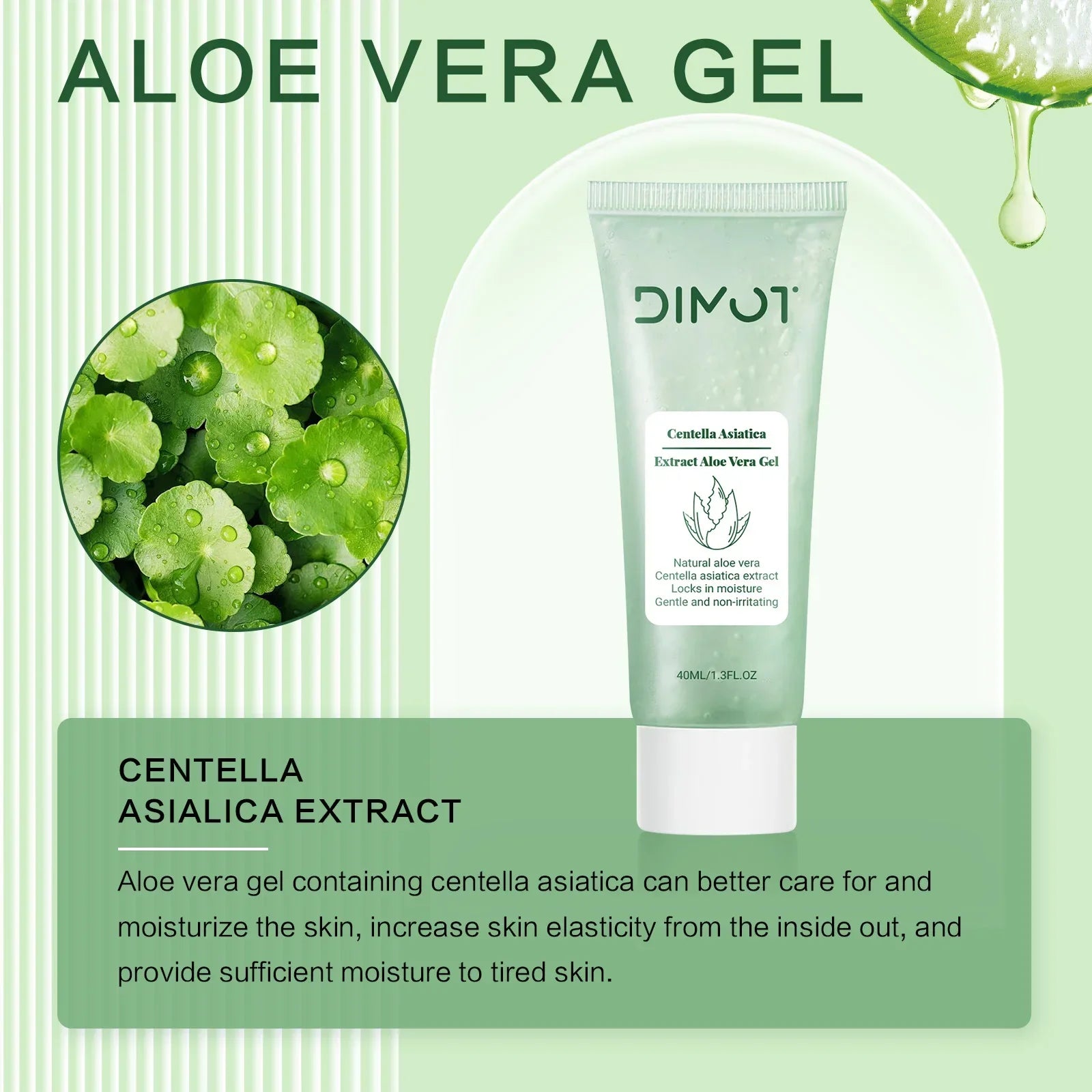 Centella Asiatica & Aloe Vera Gel 40ml Extract Aloe Vera Gel – Hydrate, Soothe