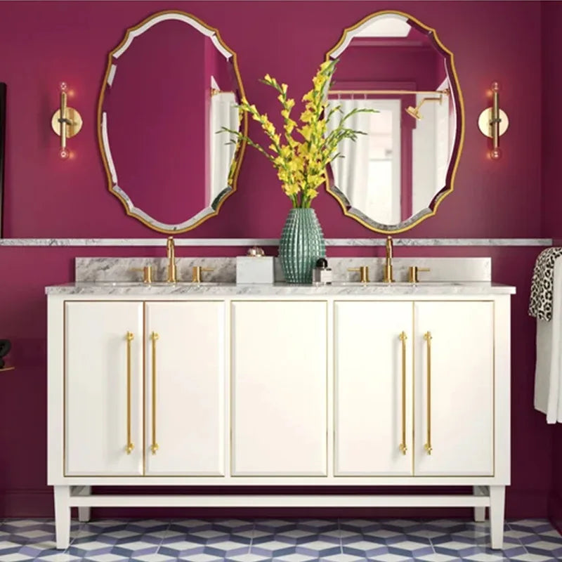 Retro Wall Mounted Bathroom Decorative Mirror French Light Luxury Bathroom Mirrors Hotel Home Furnishings Espejos De Baño