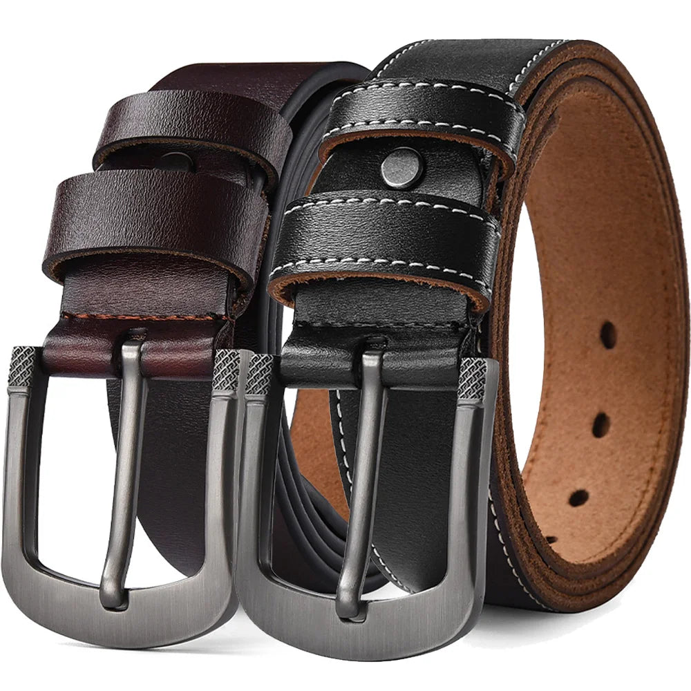 Large Size 105-140 150 160 170cm Genuine Leather Jeans Belt 3.8CM Cowhide Copper Buckle Waistband Casual Luxury Male Strap Cinto