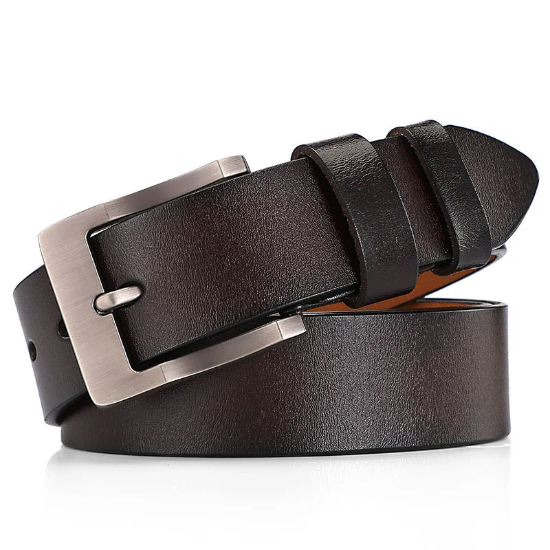 Men's Soft Cowhide Belt Metal Pin Buckle Male Leather Waistband 105-140 150 160 170cm Plus Size Real Leather Jeans Waist Straps