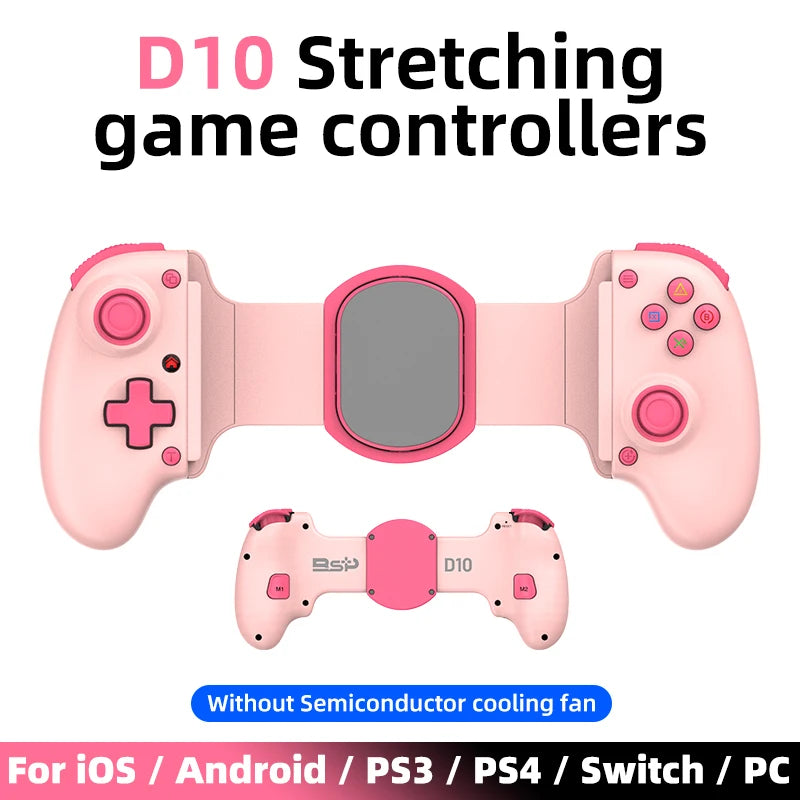 D10/D10S Stretching Cooling Gamepad Bluetooth-compatible 5.2 Joystick For SWITCH/Android/lOS/PC/PS3/PS4 Streaming Controller