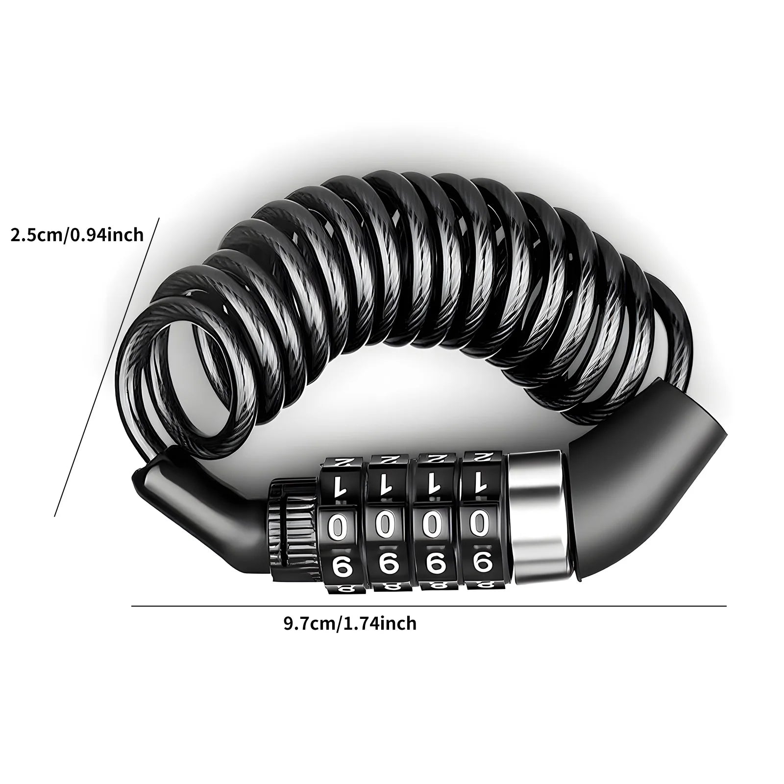TOSUOD 4 Digit Password Bike Lock, Steel Cable Security Chain with Password Code Anti-Theft Bicycle Accessories