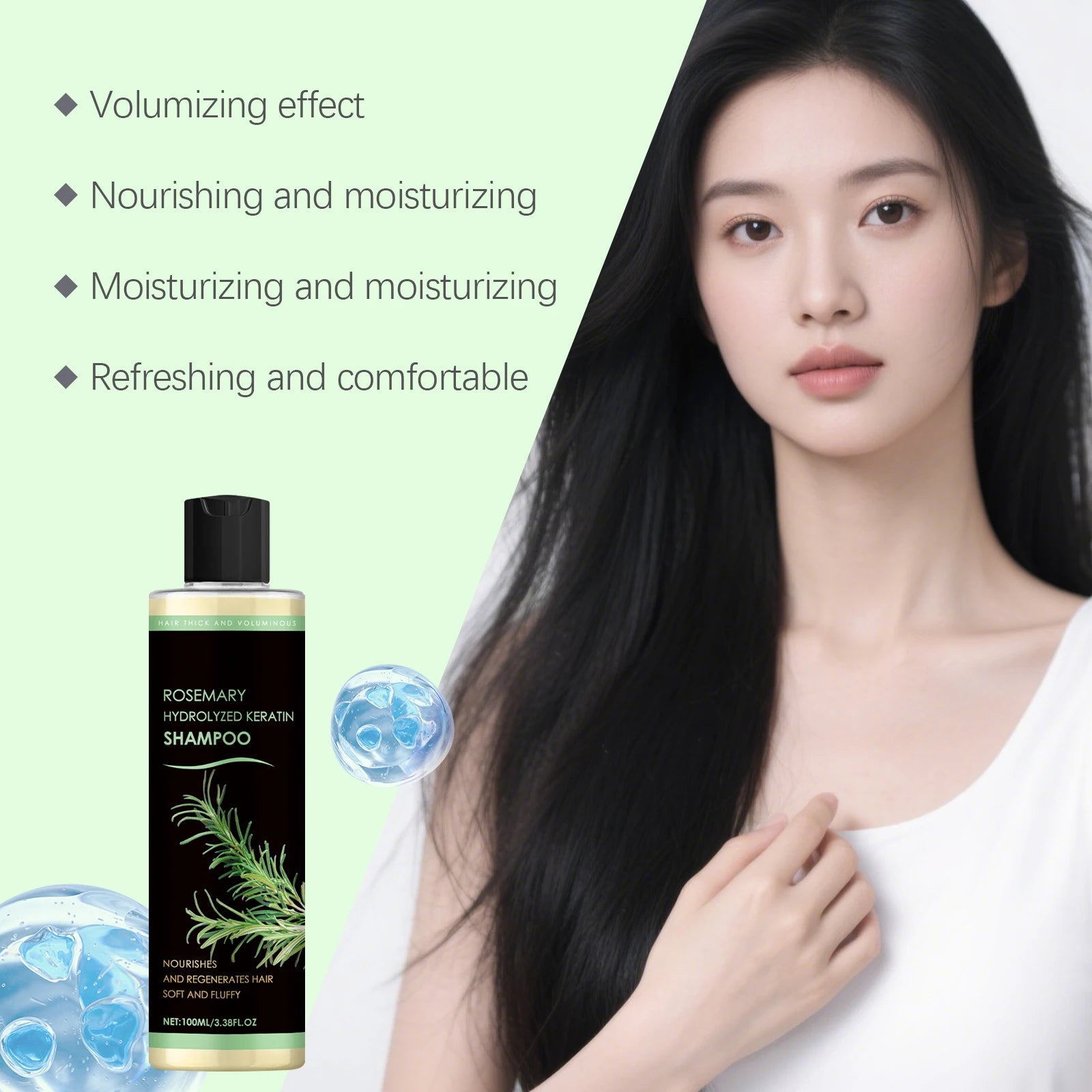 Rosemary Shampoo For Daily Scalp Cleaning Moisturizing Hair Deep Nourishment Natural Luster Smooth And Moisturizing Shampoo100ml