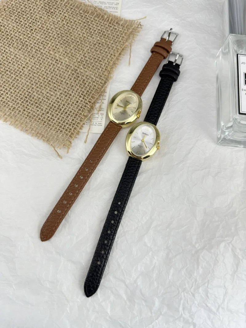 Fashion Quartz Watch for Women Simple Leather Strap Pigeon Egg Dial Ladies Watches Luxury Gift Girl Wristwatches Dropshipping