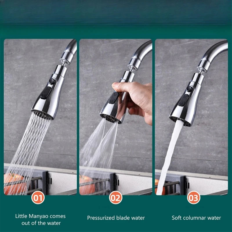 3-in-1 Kitchen Faucet Extension Kit - Universal Type - 360° Rotating - Pull-Out Style - Kitchen Faucet