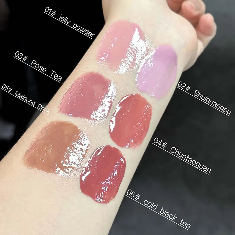 Crystal Mirror-like Lip Glaze Jelly Hydrating and Moisturizing Lipstick Balm Grape Rose Watery Lip Gloss Makeup Plump Lip Beauty