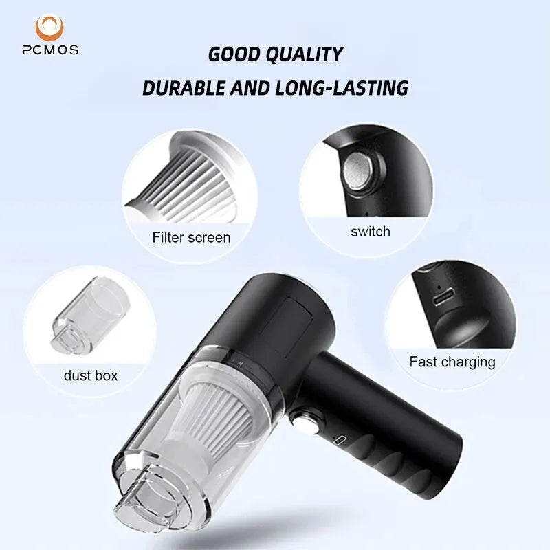PCMOS 1PC Wireless Vacuum Cleaner Dual Use for Home and Car High Power Powerful Vacuum Cleaner Black