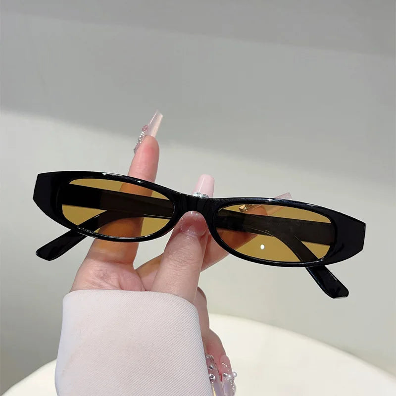 Y2K Classic Vintage Small Frame Sunglasses Women For Men Luxury Brand Design Sun Glasses Punk Popular Hip Hop Oval Shades UV400